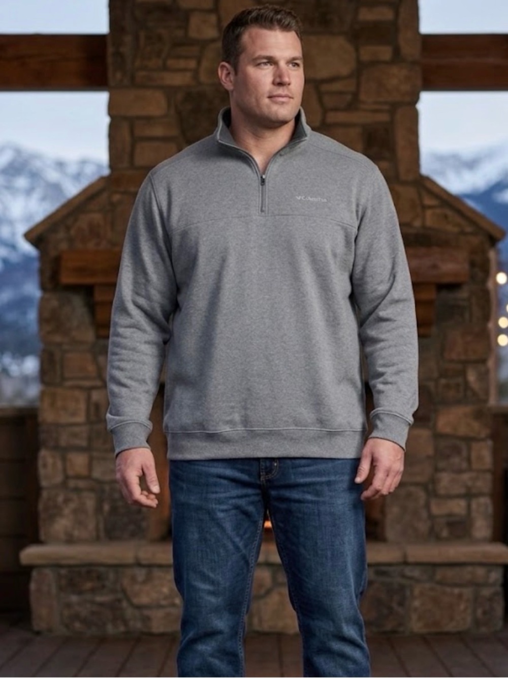 Columbia Men's Gray Zip-Up Fleece Pullover